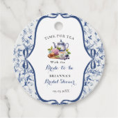 ブルーのトワルドジューイ ティーパーティー ブライダルシャワー フェイバータグ (正面)