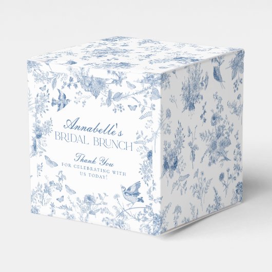 ブルーのトワルドジューイ フラワーブライダルランチ ファーボックス フェイバーボックス (正面サイド)