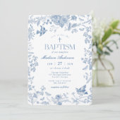 ブルーのトワルドジューイ フランスの花の洗礼 招待状 (スタンド正面)