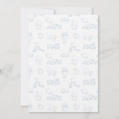 ブルーのトワルドジューイ ベイビーシャワー 招待状 (裏面)