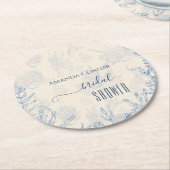 ブルーのトワール オーシャンテーマのブライズシャワー ラウンドペーパーコースター (アングル)