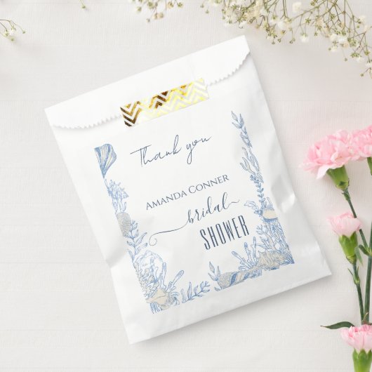 ブルーのトワール オーシャンテーマの ブライダルシャワーフェイバーバッグ フェイバーバッグ (封をした状態)