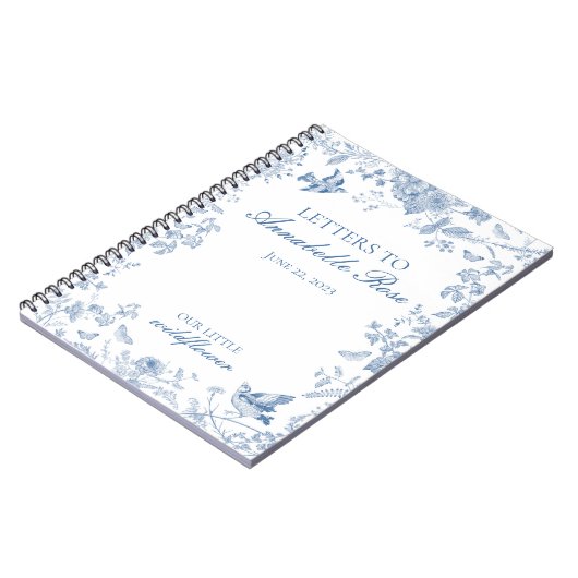 ブルーのトワール・ド・ジュイ フローラルレターズ バースデーガールへ ノートブック (左側)