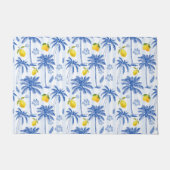 ブルーのトワール パームツリー レモン ドアマット (正面)