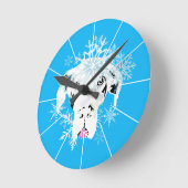 ブルーのドイツドッグ ラウンド壁時計 (傾斜)