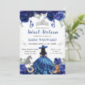 ブルーのドレス 黒髪 サロン プリンセス スイート16 招待状 (スタンド正面)