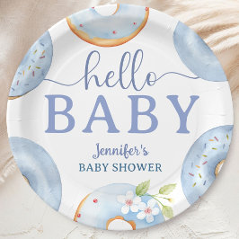 ブルーのドーナツ ハロー ベイビー シャワーブランシュ ペーパープレート