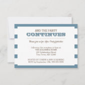 ブルーのネイビーストライプ アフターパーティーカード 招待状 (正面)