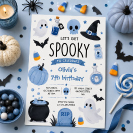ブルーのハロウィンお誕生日おめでとう 招待状
