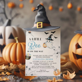 ブルーのハロウィンゴースト ベビーシャワー 招待状