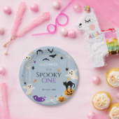ブルーのハロウィン初お誕生日おめでとう1歳 ペーパープレート (パーティー)