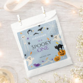 ブルーのハロウィン初誕生日おめでとう Spooky One フェイバーバッグ (クリップ留めされた状態)