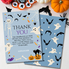 ブルーのハロウィン1歳の誕生日おめでとう サンキューカード