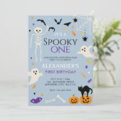 ブルーのハロウィン 誕生日1歳のお祝い 招待状 (スタンド正面)