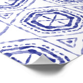 ブルーのバティック・ウォーターカラー・ウェルカムサイン ポスター (角)