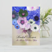 ブルーのバラとアネモネの花 ブライダルシャワー 招待状 (スタンド正面)