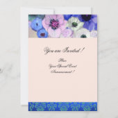 ブルーのバラとアネモネの花 ブライダルシャワー 招待状 (裏面)