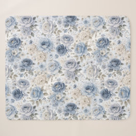 ブルーのバラの花の水彩画 シェルパブランケット