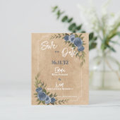 ブルーのバラの花嫁衣裳 田舎風結婚式の「Save the Date」 (スタンド正面)