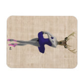 ブルーのバレエ鹿 マグネット (横)