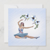 ブルーのバレリーナの誕生日パーティー招待状 招待状 (裏面)