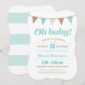 ブルーのバンティングベイビーシャワーの招待状 招待状 (正面/裏面)