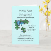 ブルーのパズル詩 カード (黄色い花)