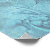 ブルーのパターン、羽毛 & ゴールドのフレーム ポスター (角)