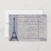 ブルーのパリジャン ブライダルシャワー 招待状 (正面)