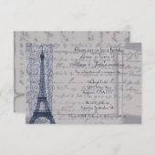 ブルーのパリジャン ブライダルシャワー 招待状 (正面/裏面)