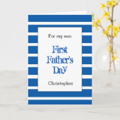 ブルーのパーソナライズされた息子の最初の父の日 カード (黄色い花)