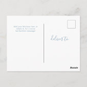 ブルーのパーソナライズされた2枚の写真 ユニバーサルグリーティング ポストカード (裏面)