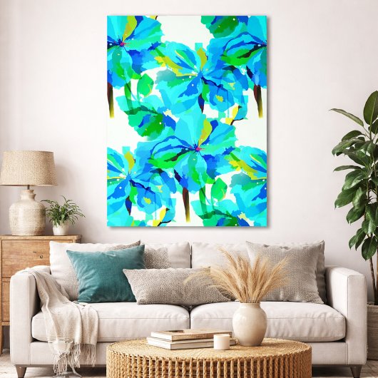 ブルーのヒマラヤポピー植物画 花柄 ポスター