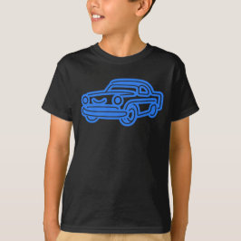 ブルーのビンテージカーイラスト Tシャツ