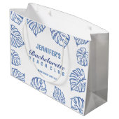 ブルーのピンストライプ バチェロレッテ ふんわり ビーチ ラージペーパーバッグ (裏面アングル)