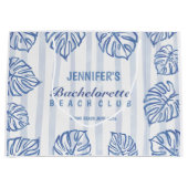 ブルーのピンストライプ バチェロレッテ 奇想天外なビーチ ラージペーパーバッグ (正面)