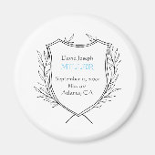 ブルーのファミリークレスト 新生児 誕生発表 マグネット (正面)