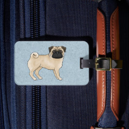 ブルーのフォーンカラーのパグ・モップス犬のデザイン ラゲッジタグ