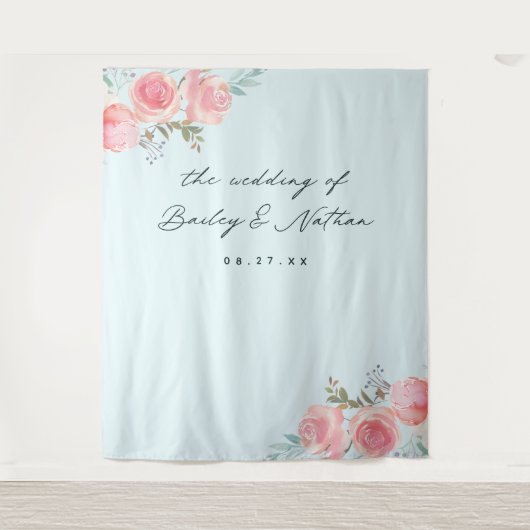 ブルーのフランス庭園　ウェディングフォト　背景 タペストリー (正面)