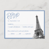 ブルーのフランス花柄 バット・ミッツヴァー RSVP 封入カード エンクロージャーカード (正面)