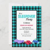 ブルーのフリースパジャマパーティー 招待状 (正面)