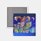 ブルーのフルート奏者/ベネツィアカーニバルナイト マグネット (正面/裏面)