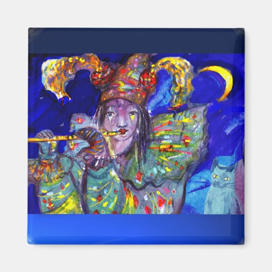 ブルーのフルート奏者/ベネツィアカーニバルナイト マグネット (正面)