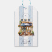 ブルーのフレンチカフェ ブライダルシャワー ギフトタグ (正面)