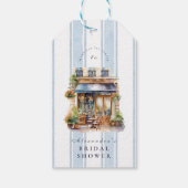 ブルーのフレンチカフェ ブライダルシャワー ギフトタグ (裏面)