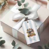 ブルーのフレンチカフェ ブライダルシャワー ギフトタグ