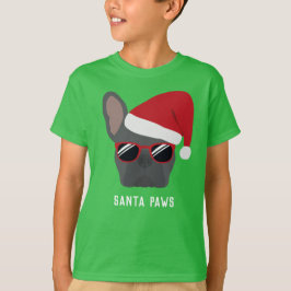 ブルーのフレンチブルドッグとクリスマス Tシャツ