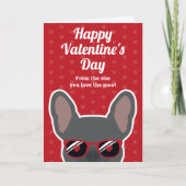 ブルーのフレンチブルドッグ バレンタインデー カード (正面)