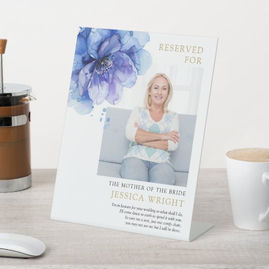 ブルーのフローラ救が座席の写真を結婚予約 台座サイン (インサイチュ)