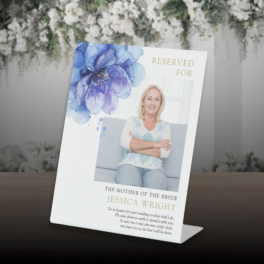 ブルーのフローラ救が座席の写真を結婚予約 台座サイン